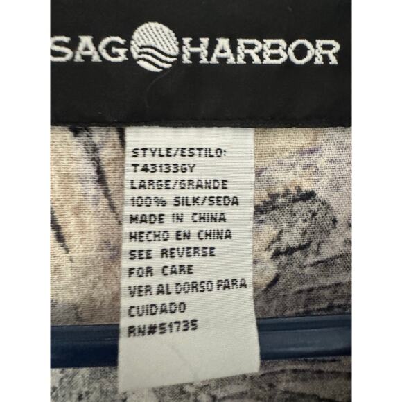 Silk Coastal  Vacation Button Up Blouse‎ Size Large - Picture 3 of 4